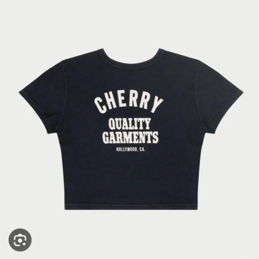 New! Cherry LA Moto Baby Tee in Washed Black XS